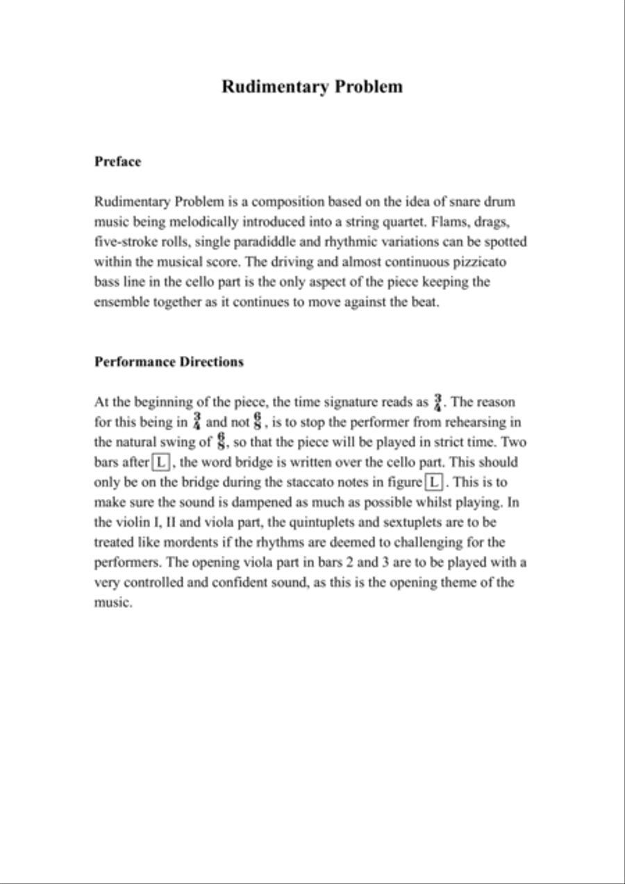 Rudimentary Problem Rudimentary Problem String Quartet scores gallery preview page 2