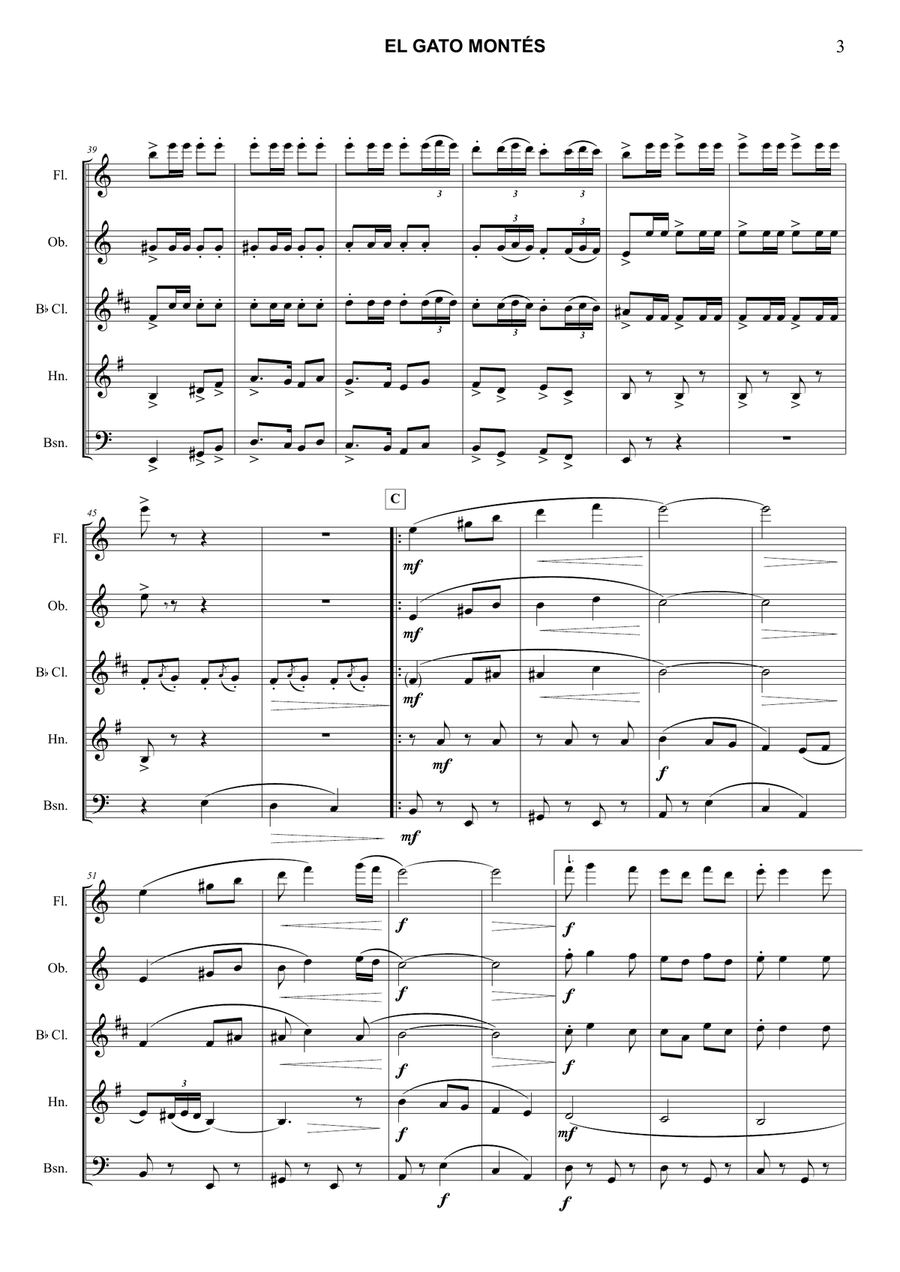 El Gato Montés El Gato Montés Woodwind Quintet scores gallery preview page 3