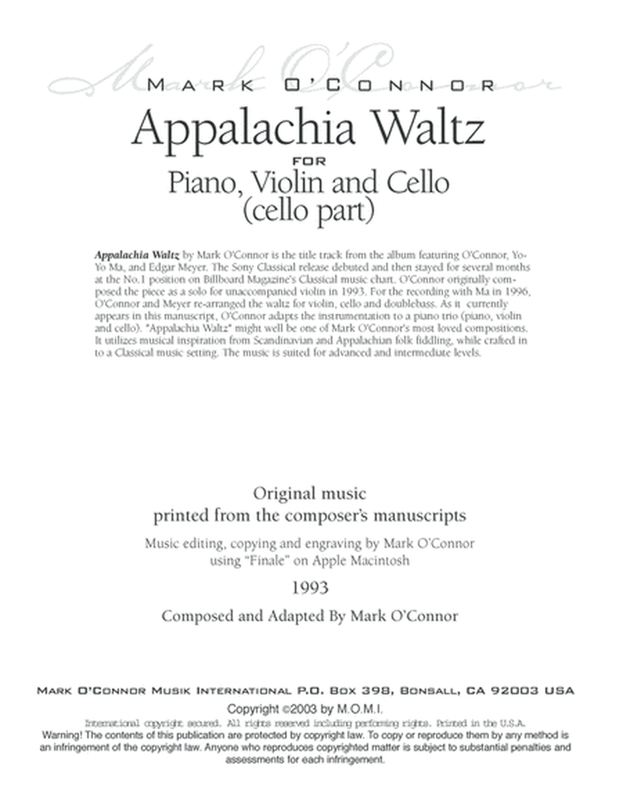 Appalachia Waltz (piano trio - cello part)