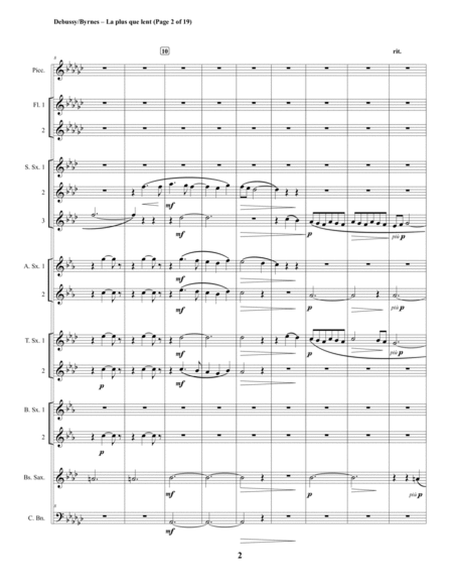 Claude Debussy – La plus que lent (Saxophone Choir + Piccolo, 2 Flutes & Contrabassoon) image number null