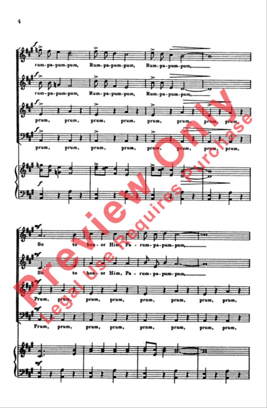 The Little Drummer Boy 4-Part scores gallery preview page 4