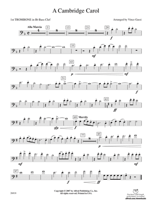 A Cambridge Carol: (wp) 1st B-flat Trombone B.C.