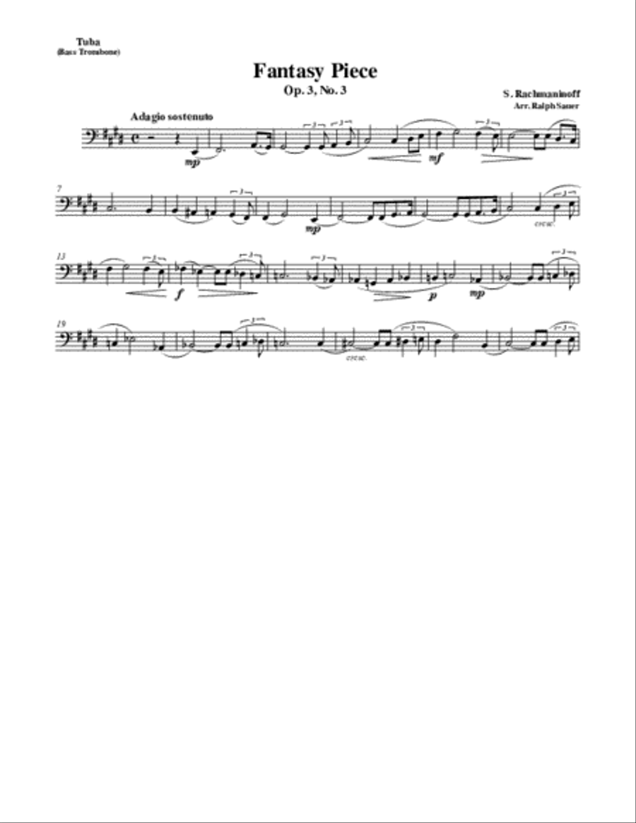 Fantasy Piece Op. 3 No. 3 for Tuba or Bass Trombone & Piano Trombone scores gallery preview page 2