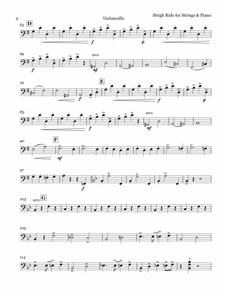 Sleigh Ride - String Quartet/Quintet & Piano - Violoncello image number null