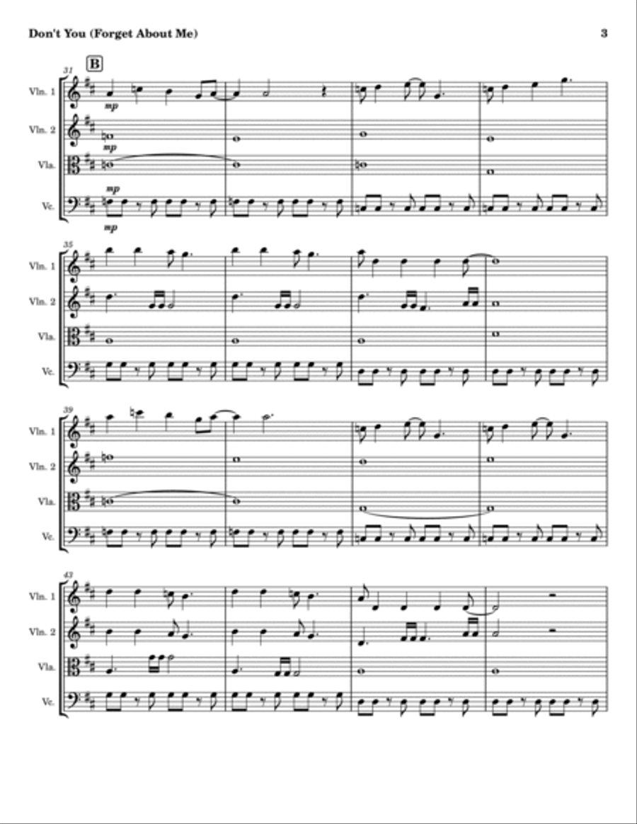 Don't You (forget About Me) String Quartet scores gallery preview page 3