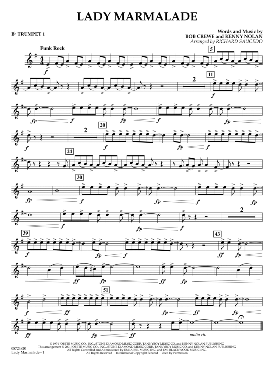 Lady Marmalade (from Moulin Rouge) (arr. Richard Saucedo) - Bb Trumpet 1