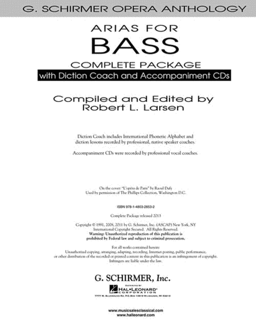 Arias for Bass – Complete Package image number null