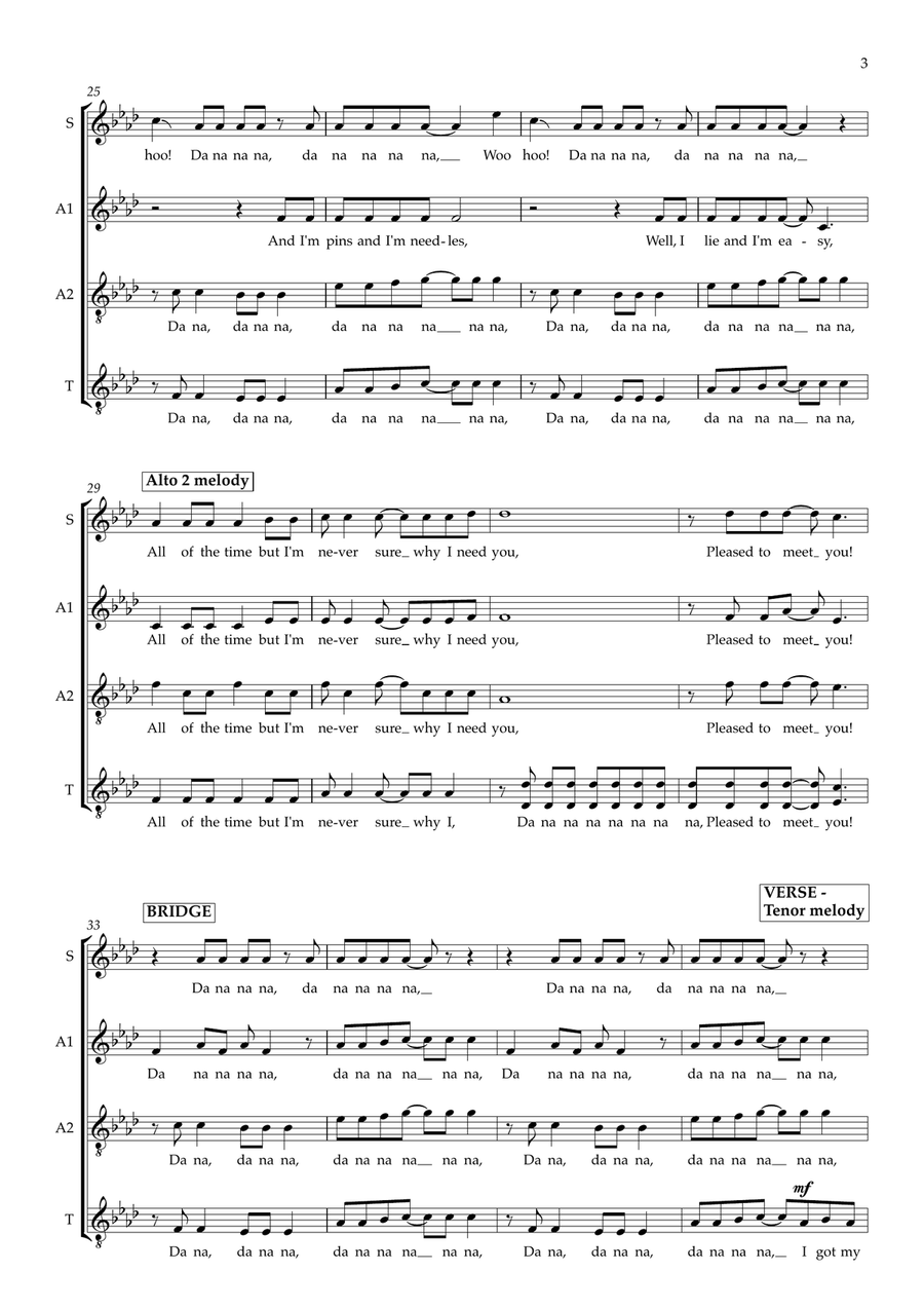 Song 2 (arr. Alison Crutchley) 4-Part scores gallery preview page 3