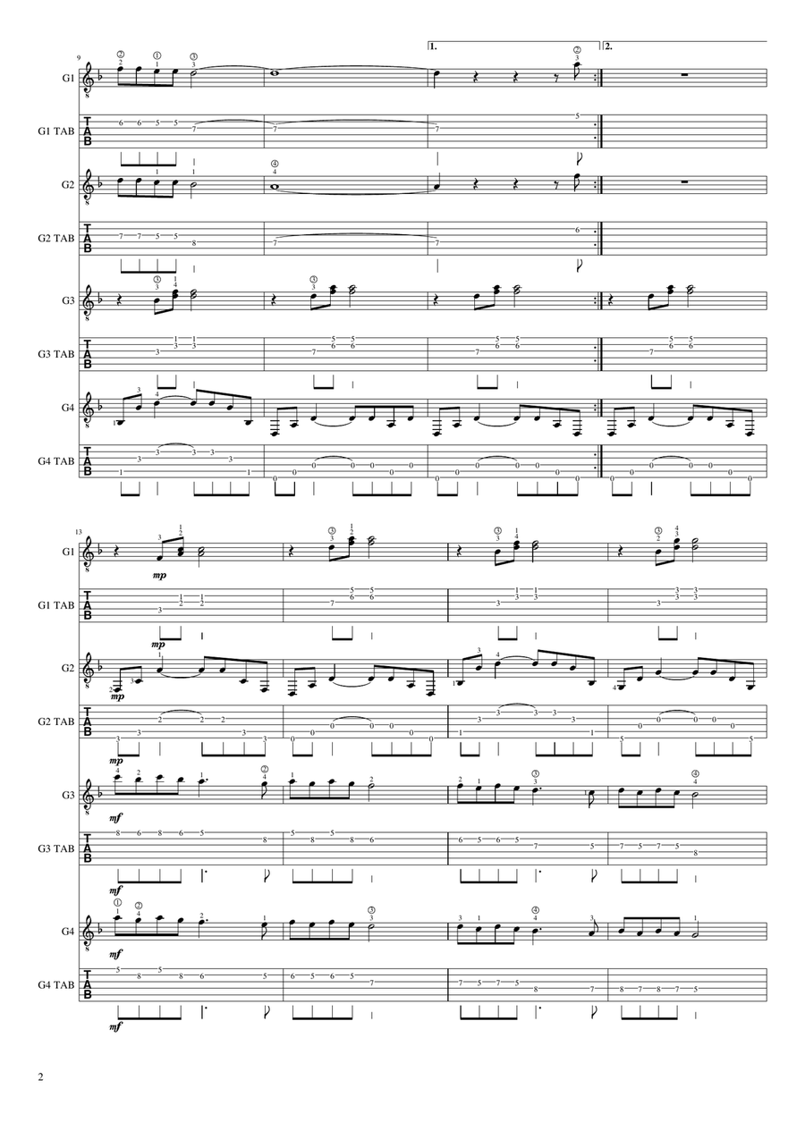 Walking In The Air Guitar Tablature scores gallery preview page 2