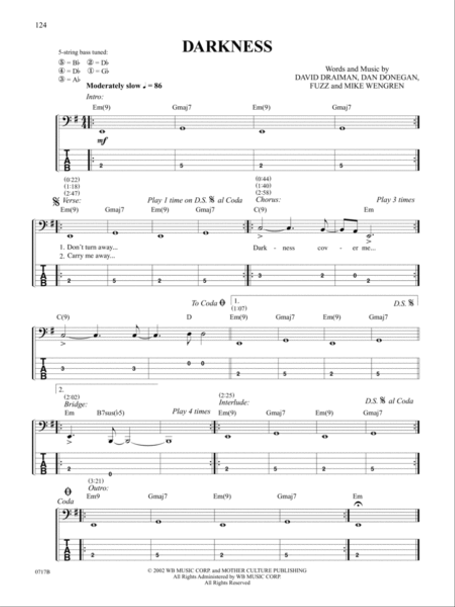 Darkness Bass Guitar Tablature scores gallery preview page 1