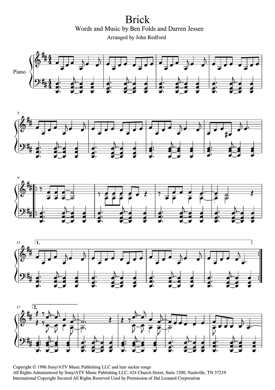 Brick Piano Solo scores gallery preview page 1