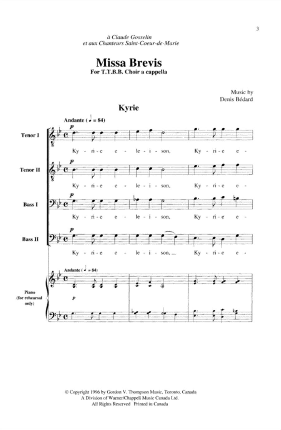 Missa Brevis Missa Brevis Men's Choir scores gallery preview page 3