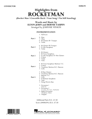 Book cover for Highlights from Rocketman (arr. Johnnie Vinson) - Conductor Score (Full Score)