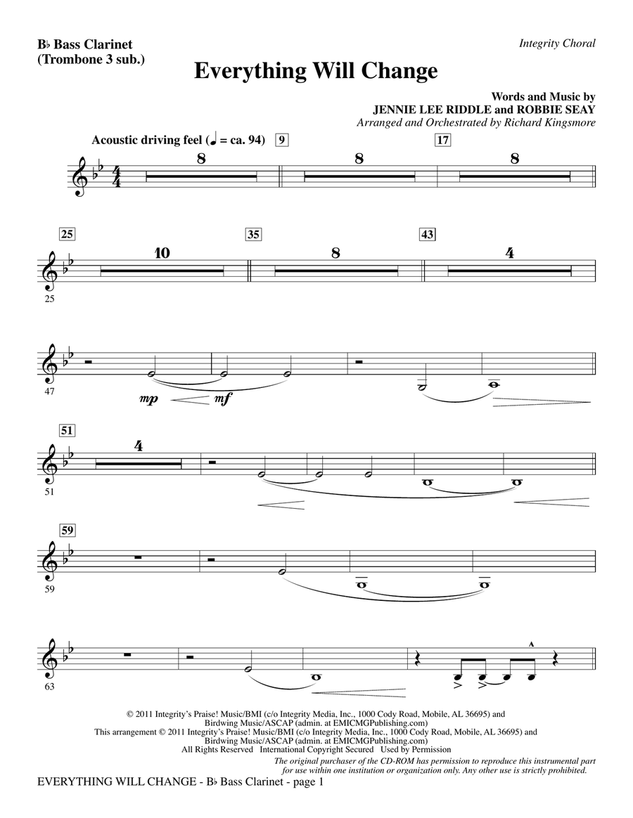 Everything Will Change - Bass Clarinet (sub. tbn. 3)