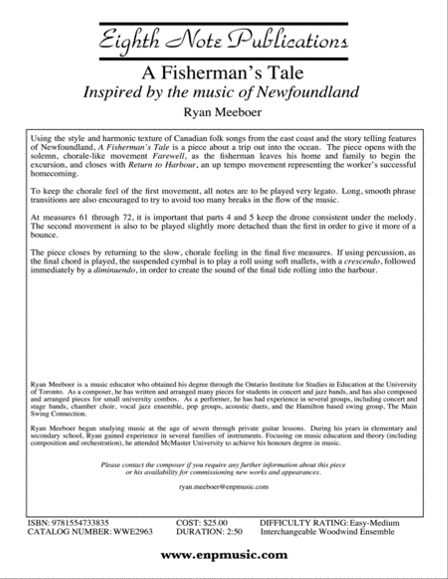 A Fisherman's Tale: Score Woodwind Ensemble scores gallery preview page 1