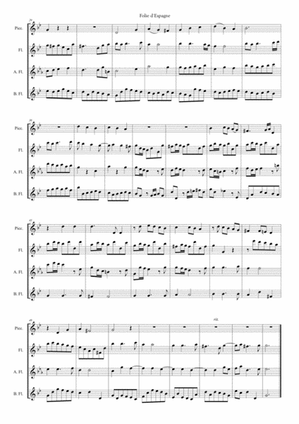 J S Bach La Folie d´Espagne - Unser trefflicher - Peasant Cantata, BWV 212. Flute Ensemble (Picc, F image number null