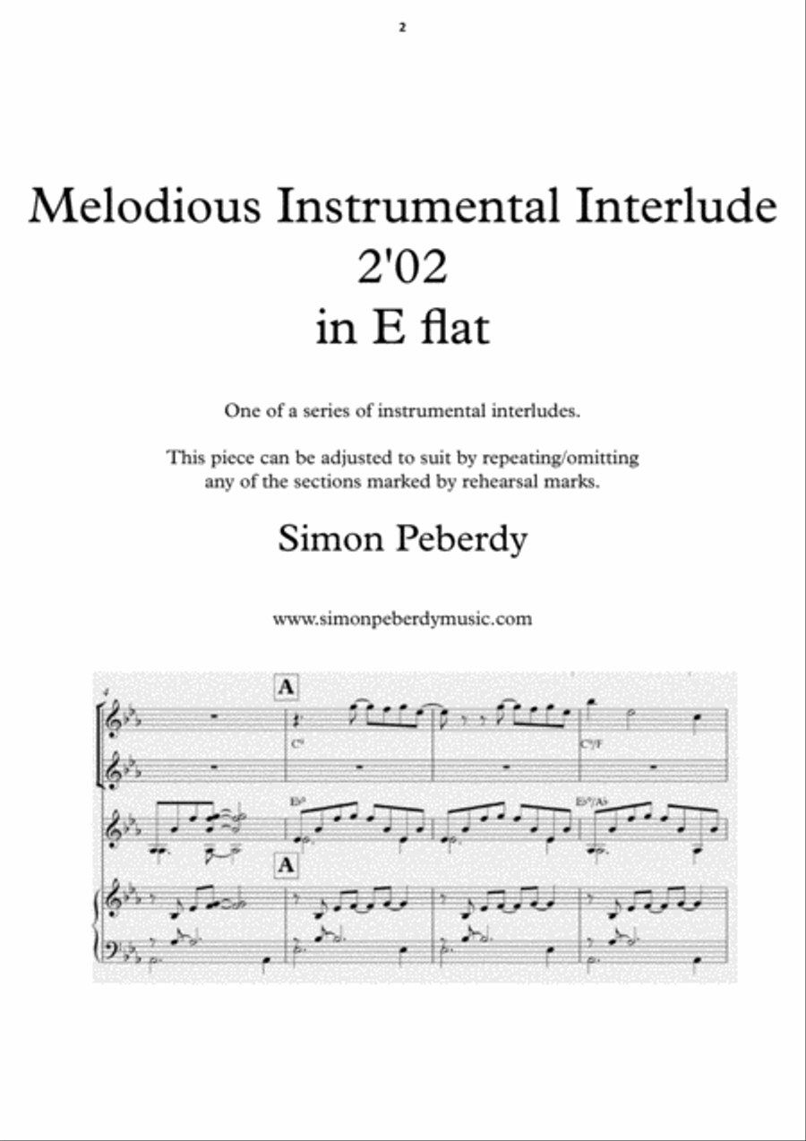 Instrumental Interludes, Book 2 (5 pieces), for 2 flutes, guitar and/or piano by Simon Peberdy image number null