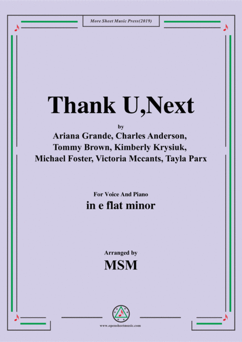 Thank U,Next,in e flat minor,for Voice And Piano