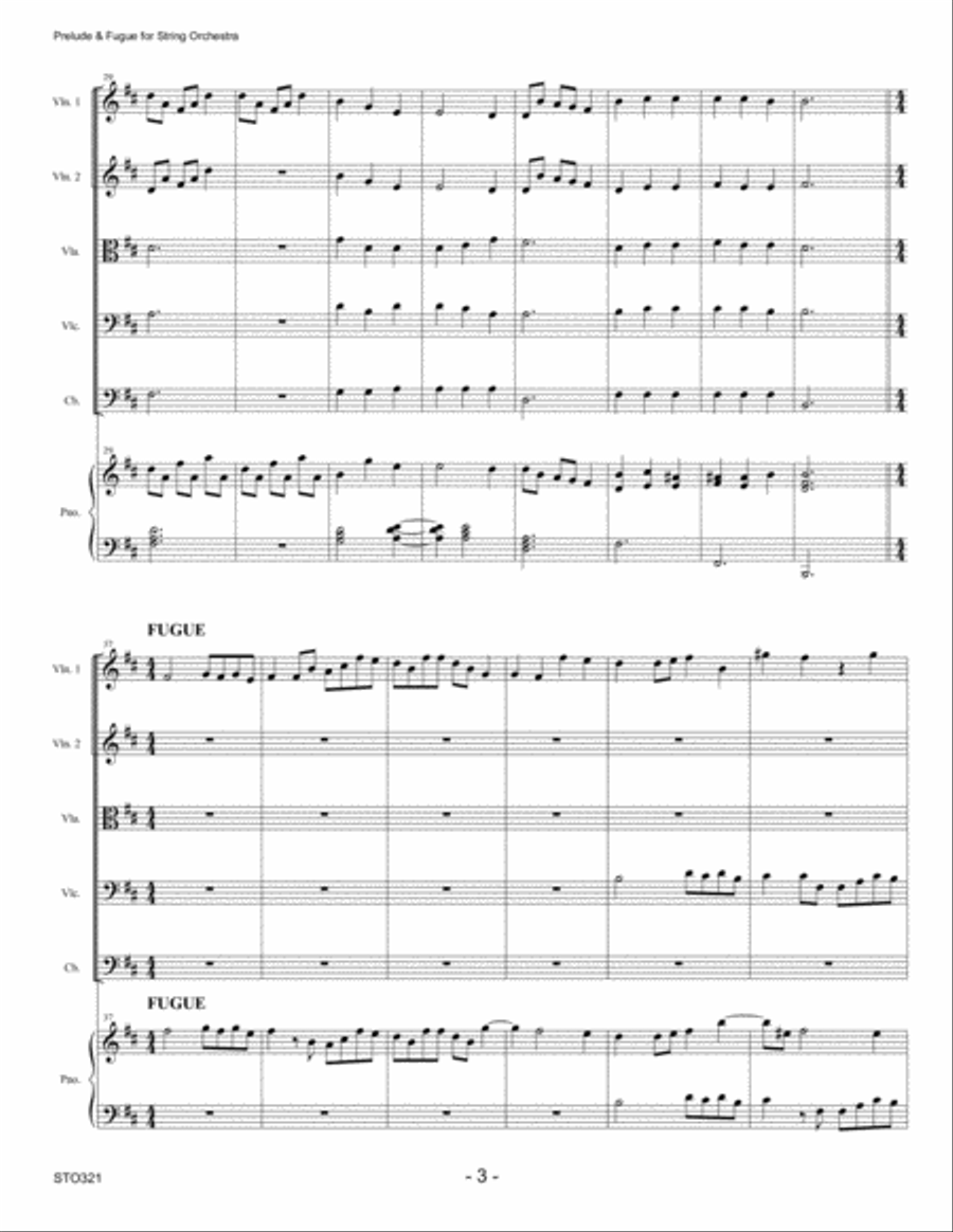 PRELUDE & FUGUE (Bach) for Intermediate STRING ORCHESTRA with Piano Accompaniment String Orchestra scores gallery preview page 3