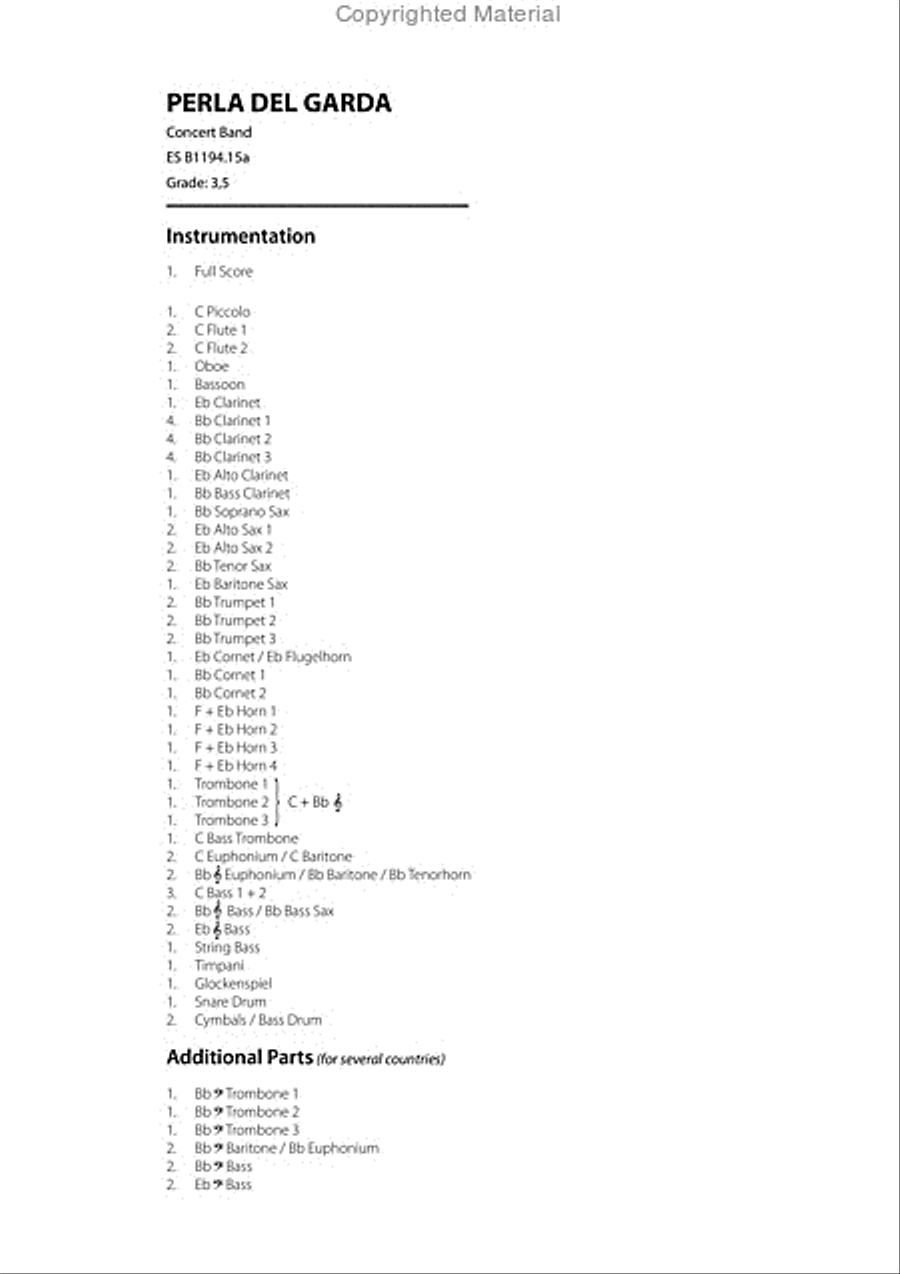 Perla Del Garda Concert Band scores gallery preview page 2