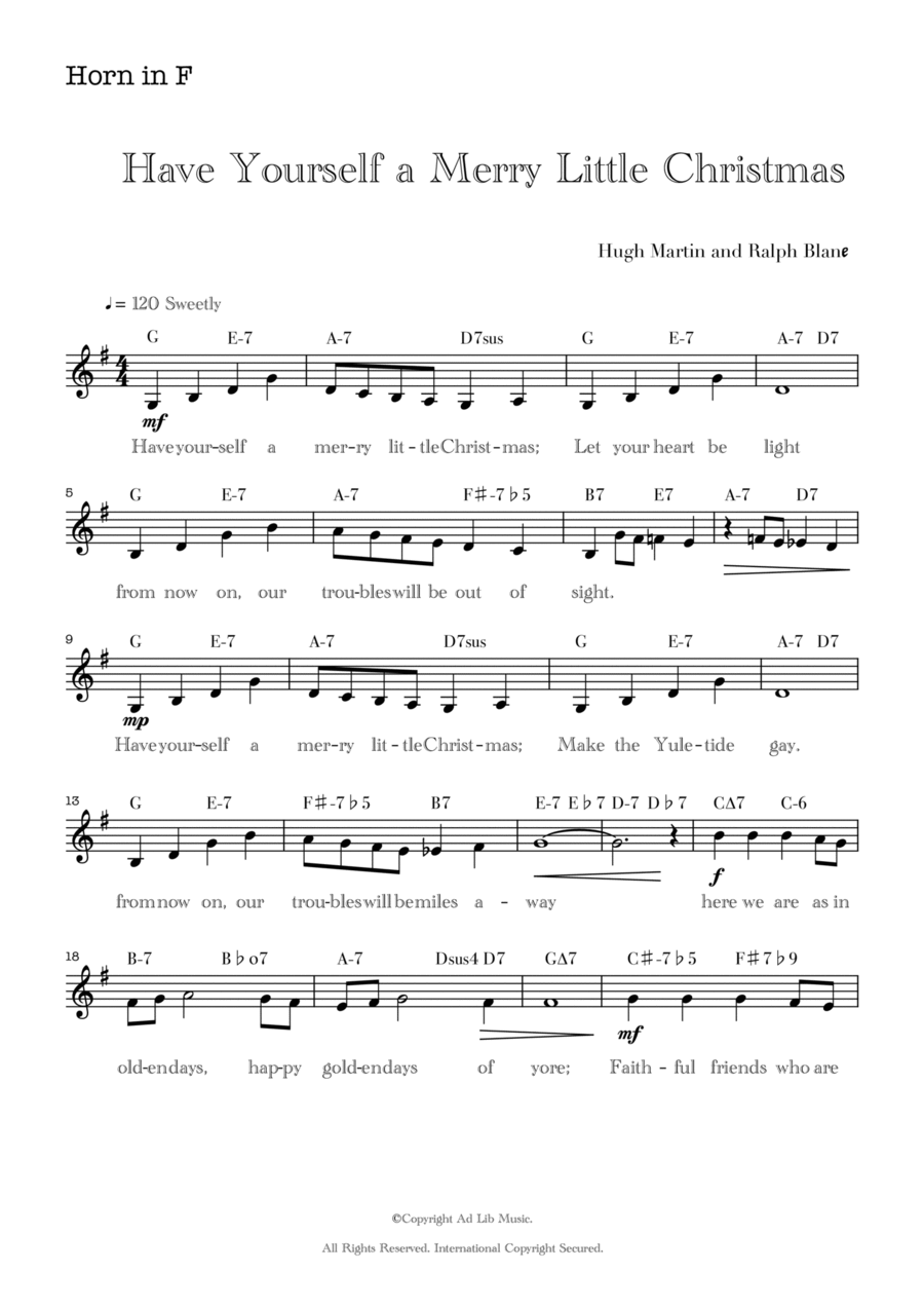 Have Yourself A Merry Little Christmas Horn Solo scores gallery preview page 1