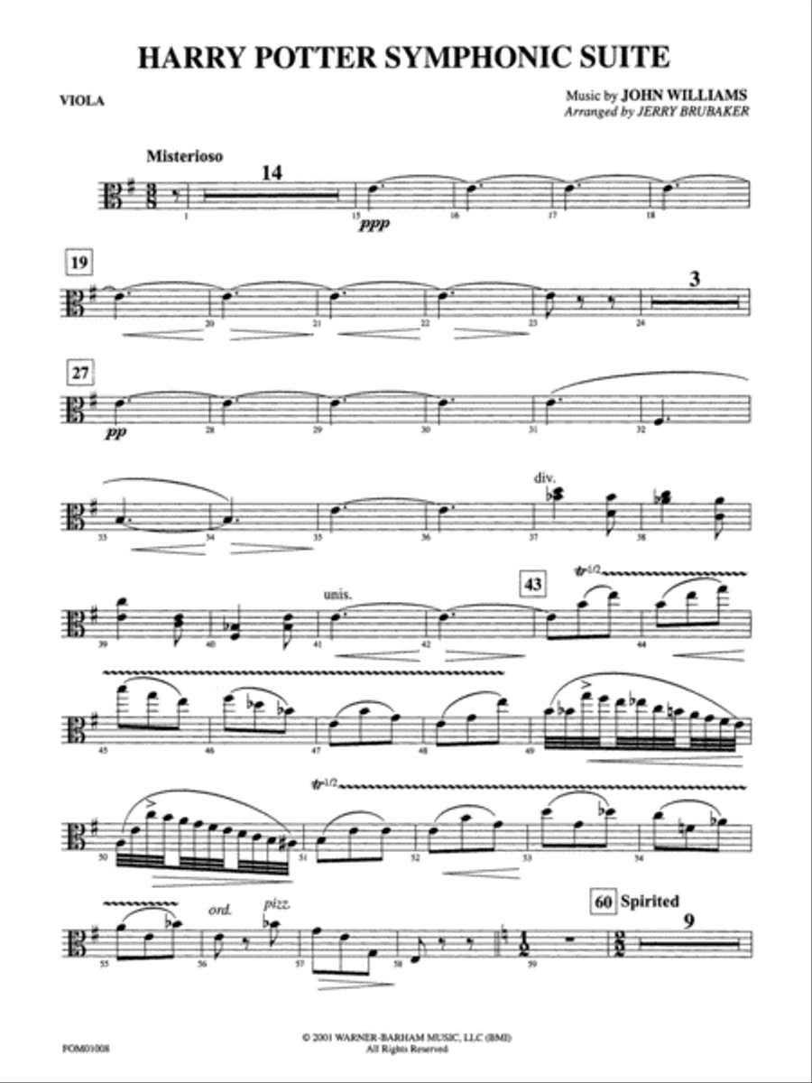Harry Potter Symphonic Suite: Viola Full Orchestra scores gallery preview page 1