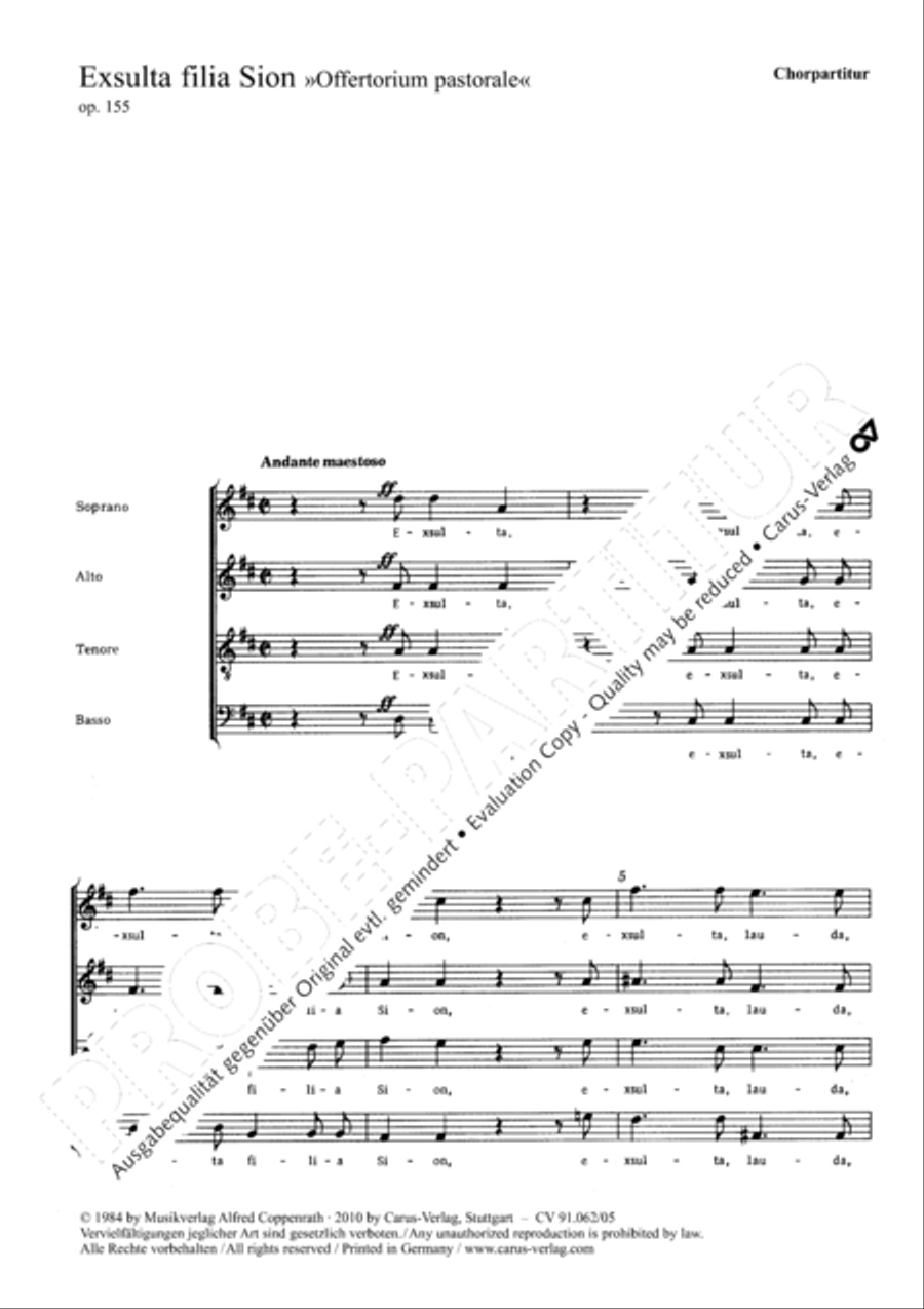 Exsulta filia Sion Exsulta filia Sion 4-Part scores gallery preview page 3
