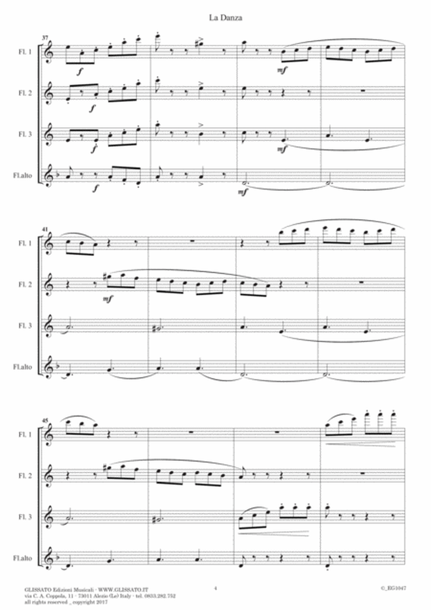 La Danza by Rossini - Flute Quartet (score & parts) image number null
