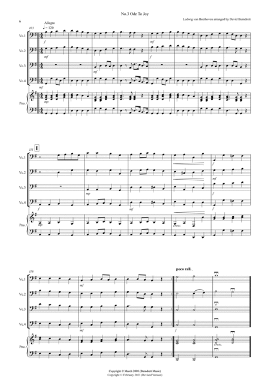 3 Popular Pieces for Cello Quartet Cello scores gallery preview page 6