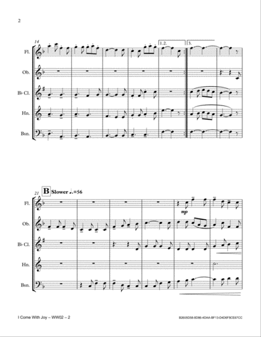 I Come With Joy I Come With Joy Woodwind Quintet scores gallery preview page 2