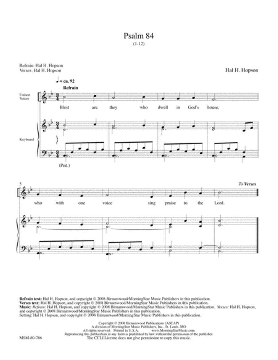 Psalm 84:1-12 4-Part scores gallery preview page 1
