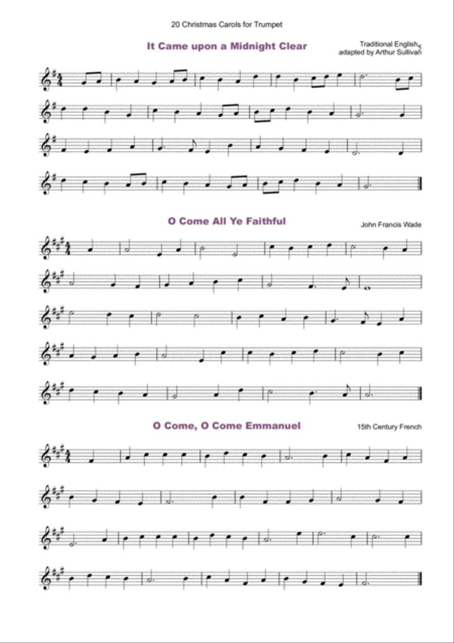 20 Favourite Christmas Carols for solo Trumpet and Piano B-Flat Trumpet scores gallery preview page 6