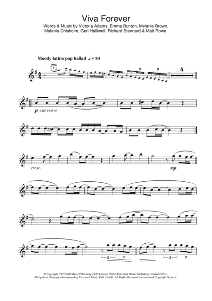 Viva Forever Clarinet Solo scores gallery preview page 1