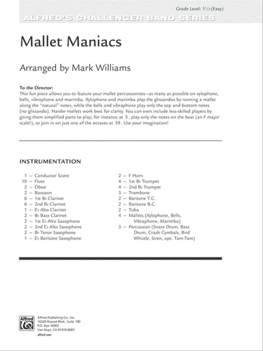 Mallet Maniacs: Score Concert Band scores gallery preview page 1