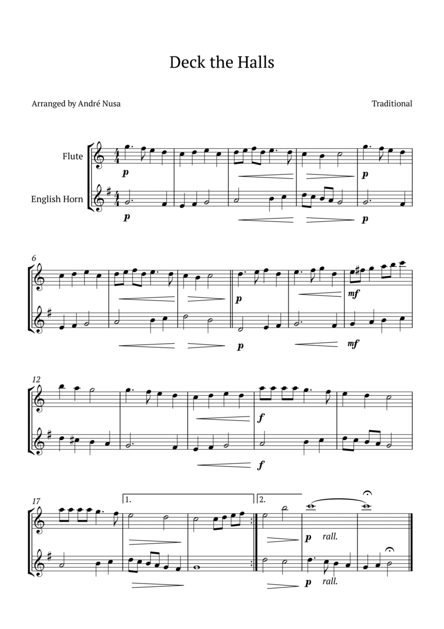 Deck the Halls Woodwind Duet scores gallery preview page 1