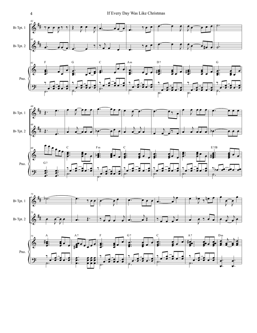 If Every Day Was Like Christmas Trumpet Duet scores gallery preview page 4