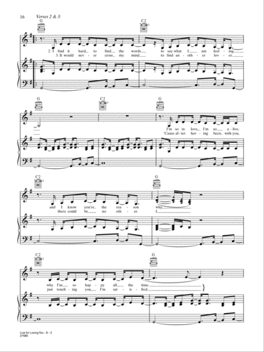 Live For Loving You Piano, Vocal, Guitar scores gallery preview page 3