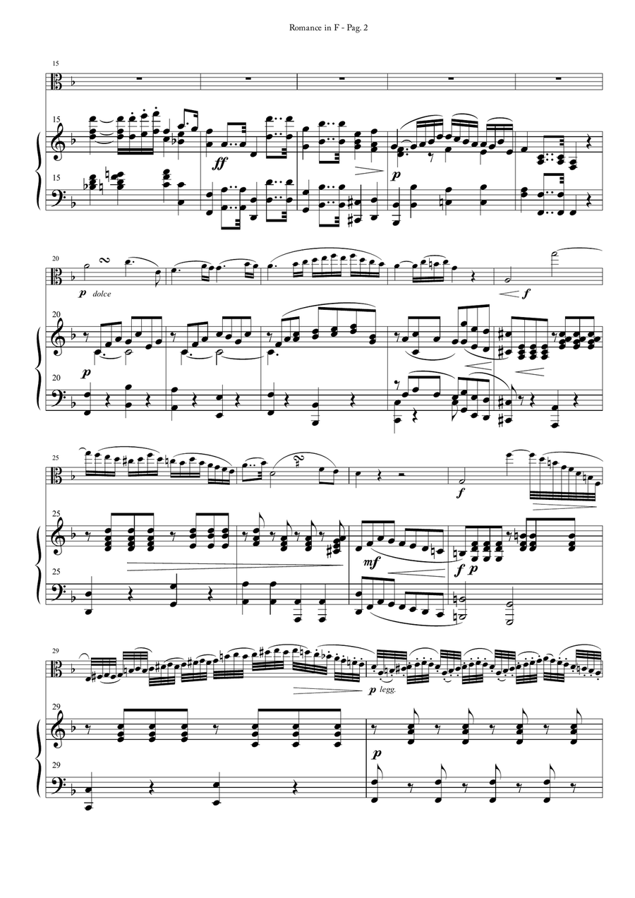 Romance in F for Viola and Piano Romance in F for Viola and Piano Piano scores gallery preview page 2