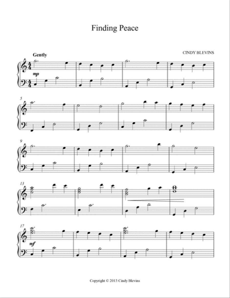 Finding Peace, original solo for Lever or Pedal Harp Pedal Harp scores gallery preview page 2