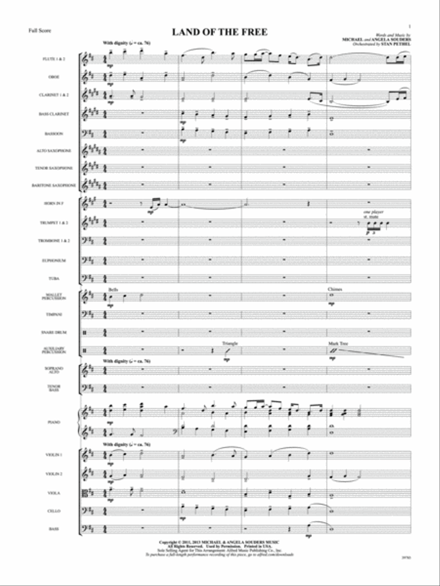 Land of the Free: Score Land of the Free: Score Choir scores gallery preview page 1