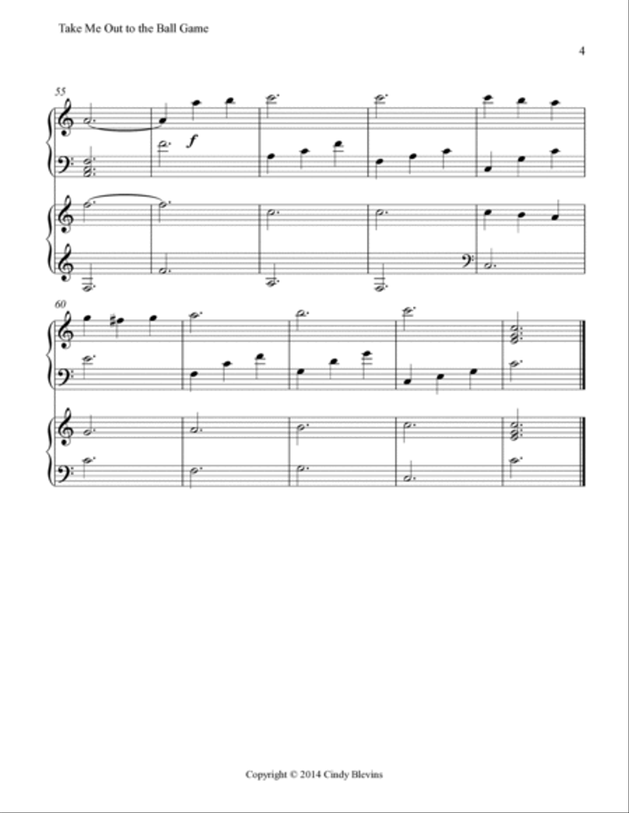 Take Me Out to the Ball Game, for Harp Duet Harp scores gallery preview page 5