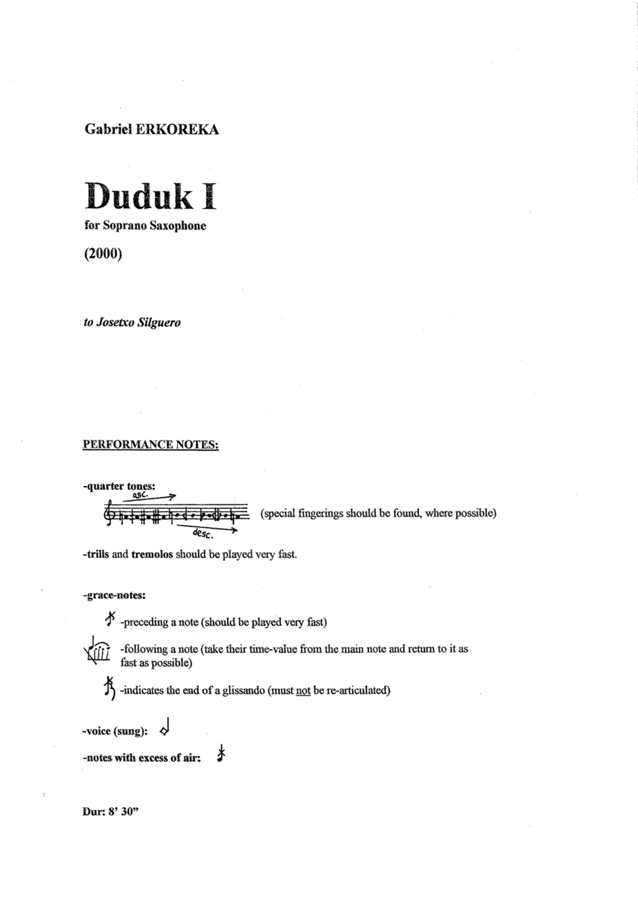 Duduk I Soprano Saxophone scores gallery preview page 1