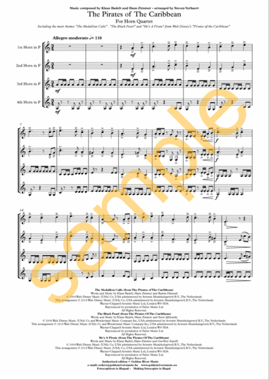 Pirates of the Caribbean Pirates of the Caribbean Horn scores gallery preview page 2