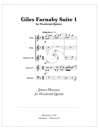 Book cover for Giles Farnaby Suite 1 for Woodwind Quintet