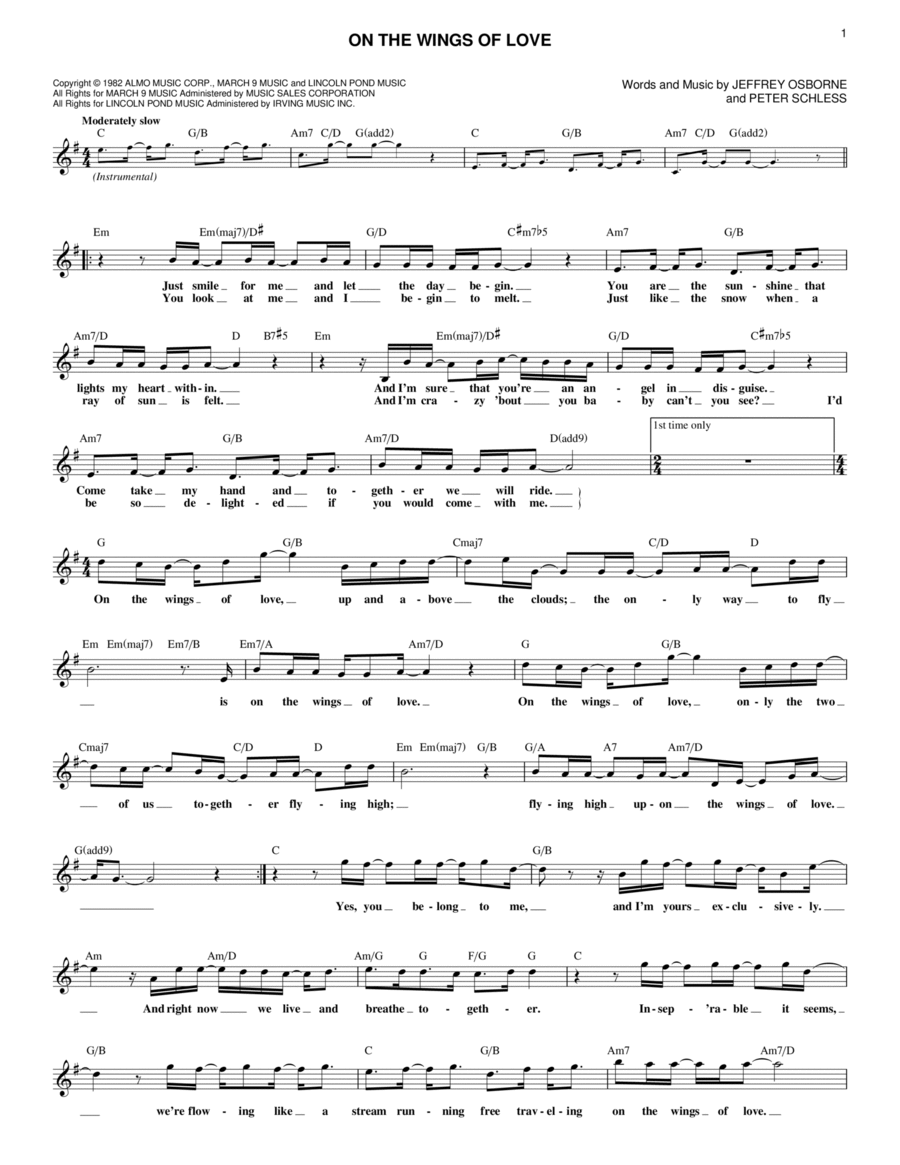 On The Wings Of Love Piano scores gallery preview page 1
