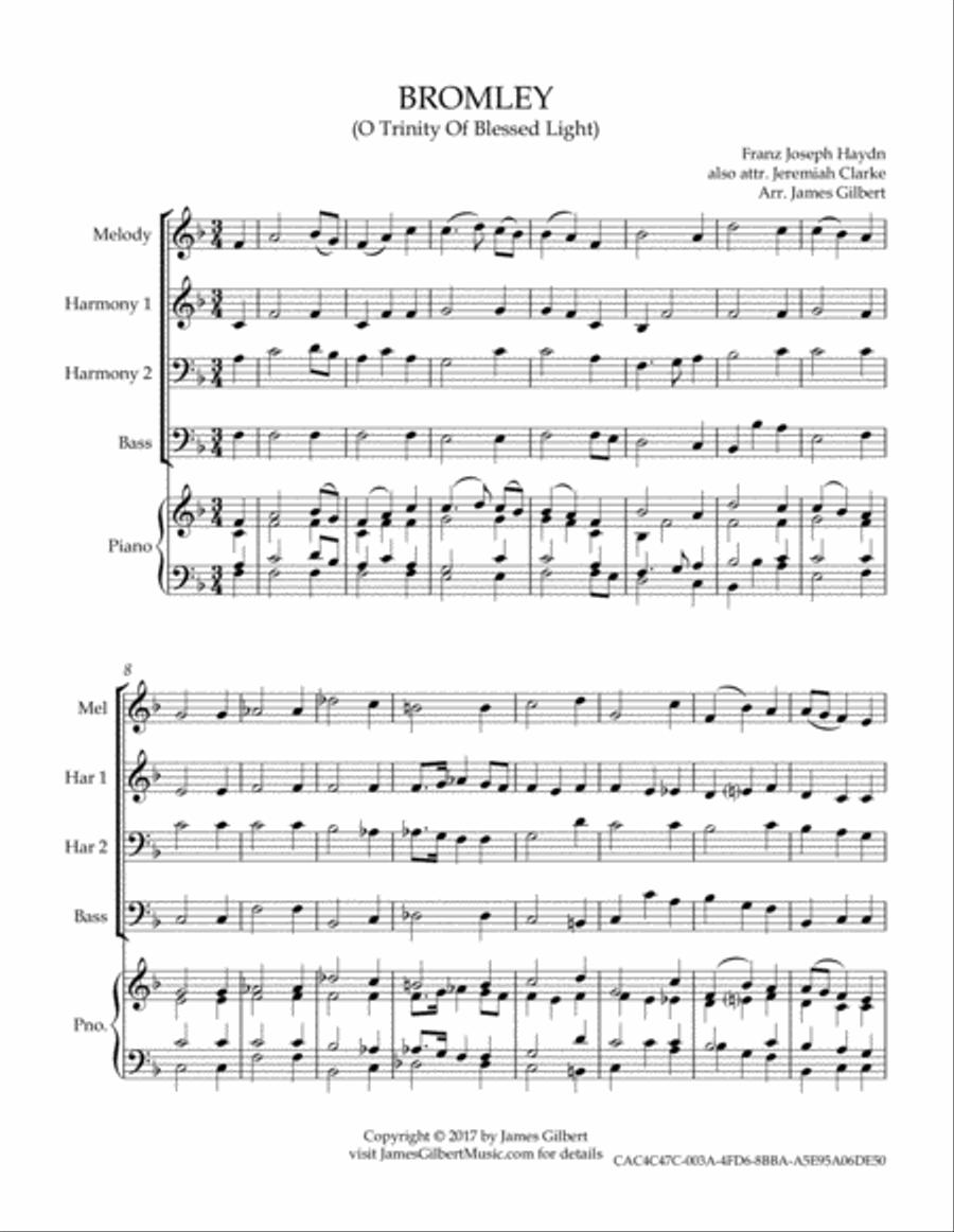 BROMLEY (O Trinity Of Blessed Light) Small Ensemble scores gallery preview page 5