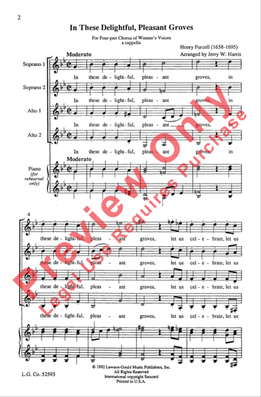 In These Delightful Pleasant Groves Women's Choir scores gallery preview page 2