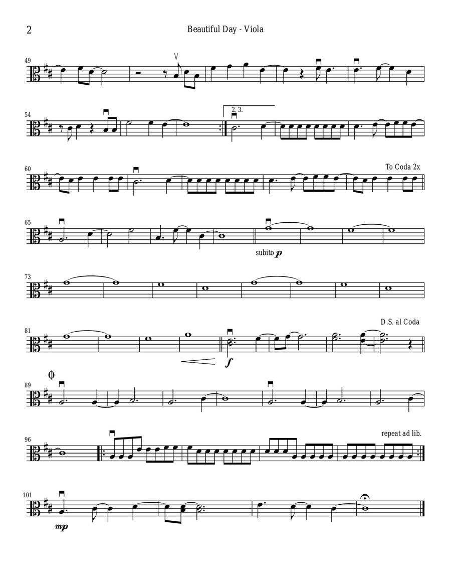 Beautiful Day Beautiful Day String Quartet scores gallery preview page 6