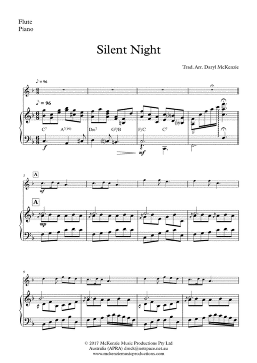 Silent Night - Flute Solo with Piano Accompaniment Key of F image number null