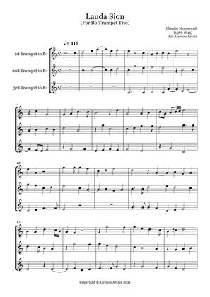 Lauda Sion - Claudio Monteverdi, for Bb Trumpet Trio - Score and Parts